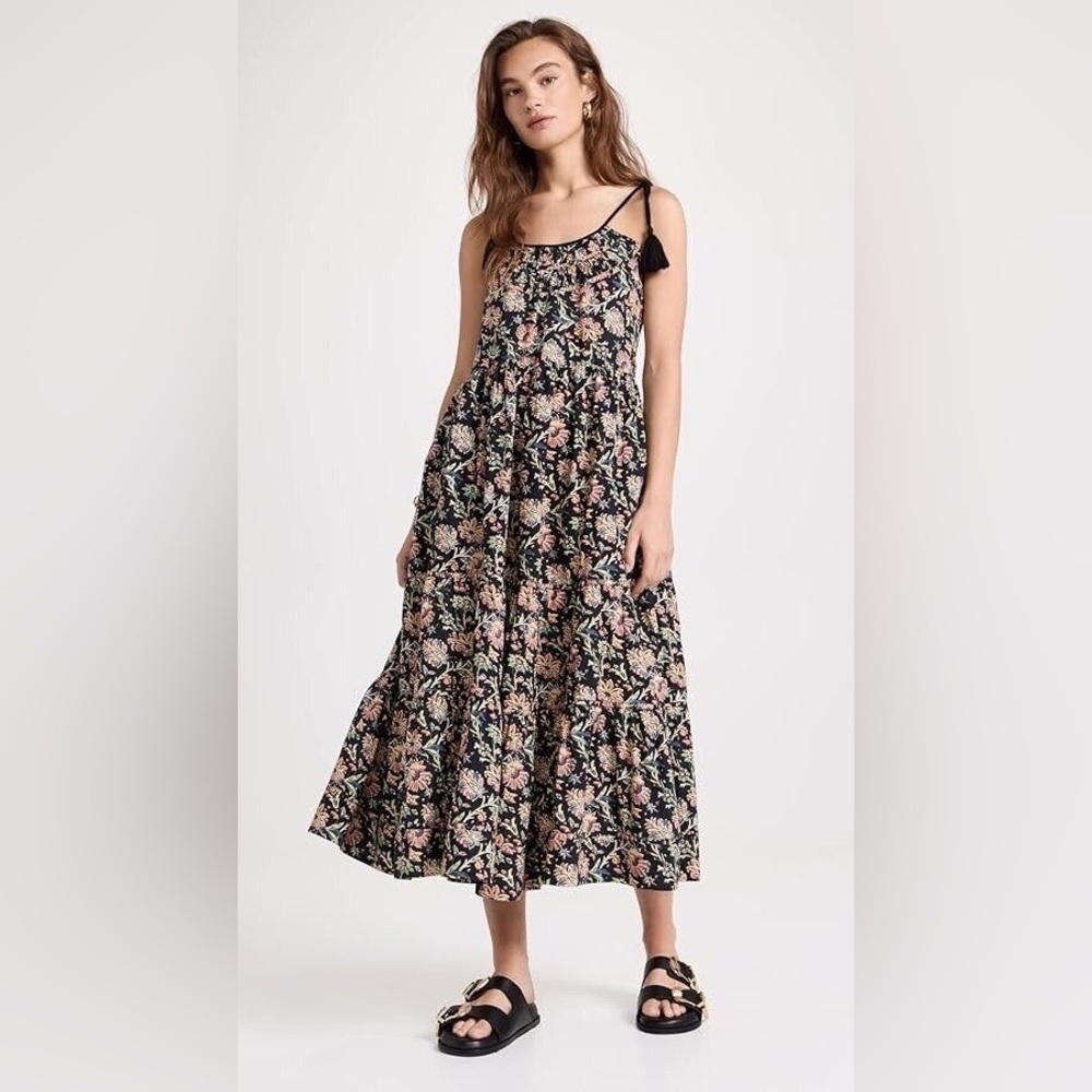 THE GREAT The Breeze Dress in Black Floral - Picture 2 of 10